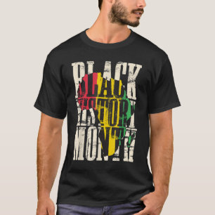 黒い履歴月アフリカ誇りを持った地図の色（アフリカ） Tシャツ