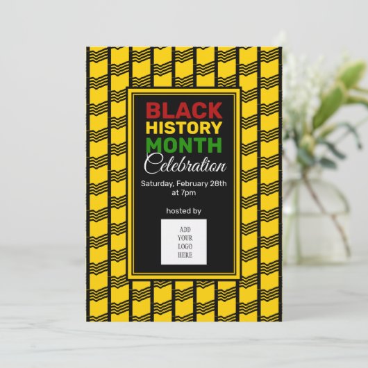 黒い履歴月ロゴの写真を追加 招待状 (スタンド正面)