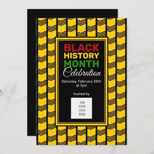 黒い履歴月ロゴの写真を追加 招待状 (正面/裏面)