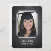 黒い岩の背景と写真フレーム 招待状 (正面)