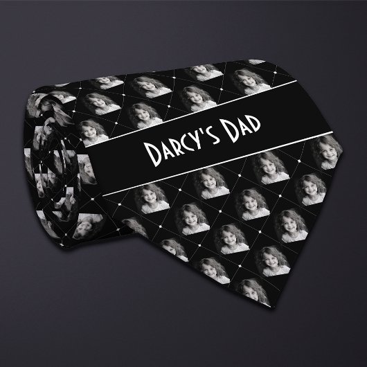 黒い市松模様に写真 ネクタイ