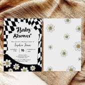 黒い市松模様に女 |ギンガム | 70sベビーシャワーI 招待状