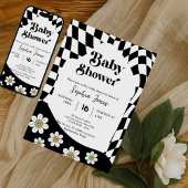 黒い市松模様に女 |ギンガム | 70sベビーシャワーI 招待状