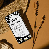 黒い市松模様に女 |ギンガム | 70sベビーシャワーI 招待状