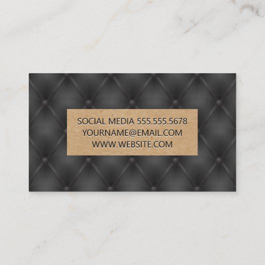 黒い布張りの |茶色のテクスチャ 名刺 (裏面)