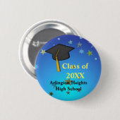 黒い帽子と星の卒業ボタン 缶バッジ (正面&裏面)