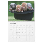 黒い帽子のカレンダーに可愛らしい小さな子豚 カレンダー (3月 2026)