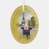 黒い帽子のバニー ガラスオーナメント (正面左)