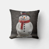 黒い帽子の雪だるま クッション (正面)