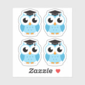 黒い帽子をかぶった可愛い卒業フクロウ シール (シート)