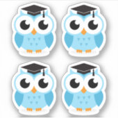 黒い帽子をかぶった可愛い卒業フクロウ シール (正面)