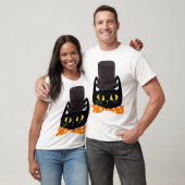 黒い帽子をかぶった面白い黒猫 – かわいい猫のデザイン Tシャツ (ユニセックス)