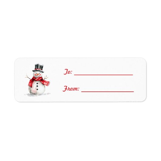 黒い帽子 赤いマフラー 雪だるま クリスマス ラベル (正面)