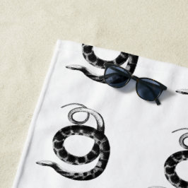 黒い平べったい水蛇 ビーチタオル