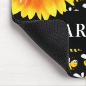 黒い幸せでこぼこ蜂ひまわり名 マウスパッド (コーナー)