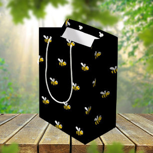 黒い幸せでででこぼこ蜂かわいいおもしろい ミディアムペーパーバッグ