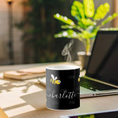 黒い幸せでぶつぶつ蜂の夏のおもしろいユーモアのモノグラム コーヒーマグカップ