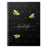 黒い幸せでぶつぶつ蜂の夏のおもしろいユーモアのモノグラム ノートブック (正面)