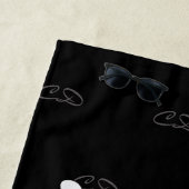 黒い幸せでぶつぶつ蜂の夏のおもしろいユーモアのモノグラム ビーチタオル (インサイチュ)