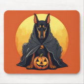 黒い幽霊衣装ハロウィーンのドバーマンドッグ マウスパッド (正面)