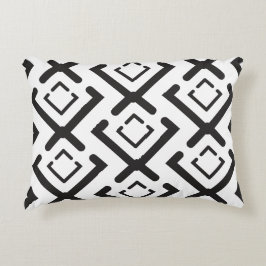 黒い幾何同心円ダイヤモンド形状パターン アクセントクッション