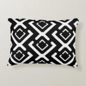 黒い幾何同心円ダイヤモンド形状パターン アクセントクッション (裏面)