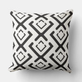 黒い幾何同心円ダイヤモンド形状パターン クッション (正面)