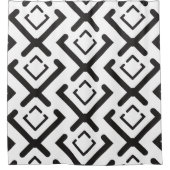 黒い幾何同心円ダイヤモンド形状パターン シャワーカーテン (正面)