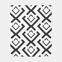 黒い幾何同心円ダイヤモンド形状パターン フリースブランケット