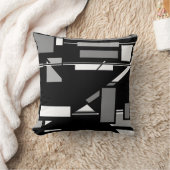 黒い幾何学模様の上の白い灰色のボックス抽象芸術 クッション (ブランケット)