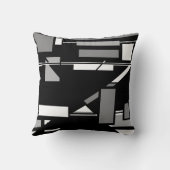 黒い幾何学模様の上の白い灰色のボックス抽象芸術 クッション (裏面)