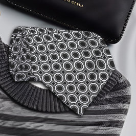 黒い幾何学模様の白いドット ネクタイ