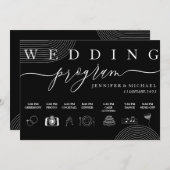 黒い幾何学的アイコンのタイムラ結婚イン式 プログラム (正面/裏面)