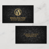 黒い幾何学的タイリング |金ゴールド建物アイコン 予約カード (正面/裏面)