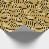 黒い幾何学的パターン金ゴールド背景 ラッピングペーパー (角)