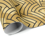 黒い幾何学的パターン金ゴールド背景 ラッピングペーパー (ロールコーナー)