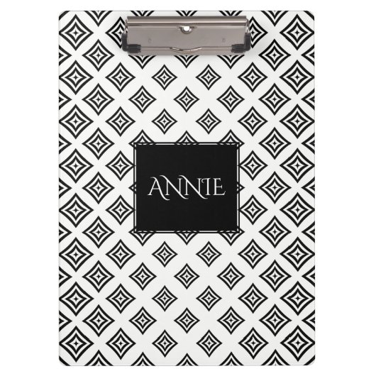 黒い幾何形状パターン クリップボード (正面)