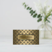 黒い幾何形状金ゴールド背景 名刺 (スタンド正面)