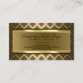 黒い幾何形状金ゴールド背景 名刺 (裏面)