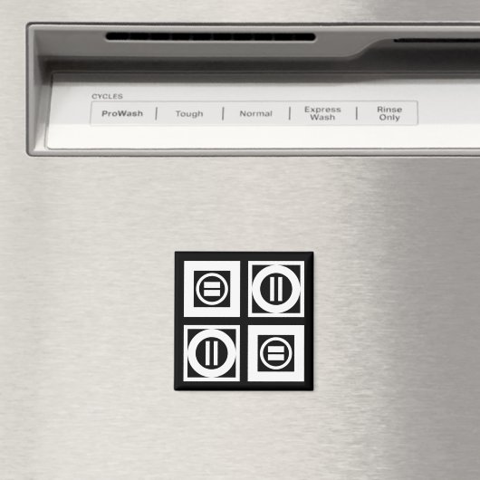 黒い幾何等号パターン上の白 マグネット (インサイチュ (食洗機))