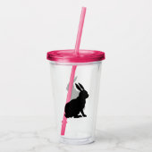 黒い座っているウサギ側のシルエット アクリルタンブラー (裏面)