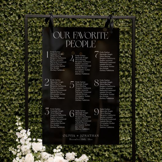 黒い座席表結婚の9つの表アクリル記号 アクリルサイン