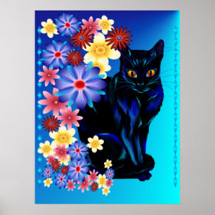 黒い庭の子猫ポスター ポスター