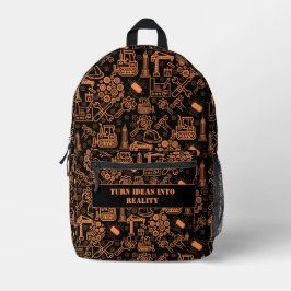 黒い建築モダン設計図エンジニア プリントバックパック