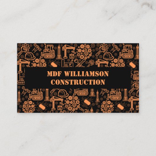 黒い建築設計図のエンジニアパターン 名刺 (正面)