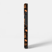黒い建築設計図のエンジニアパターン iPhoneケース (左側面)