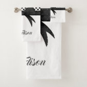 黒い弓とドットのパターン バスタオルセット (インサイチュ)