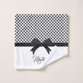 黒い弓とドットのパターン バスタオルセット (ウォッシュタオル)