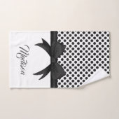 黒い弓とドットのパターン バスタオルセット (ハンドタオル)