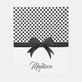 黒い弓とドットのパターン フリースブランケット (正面)